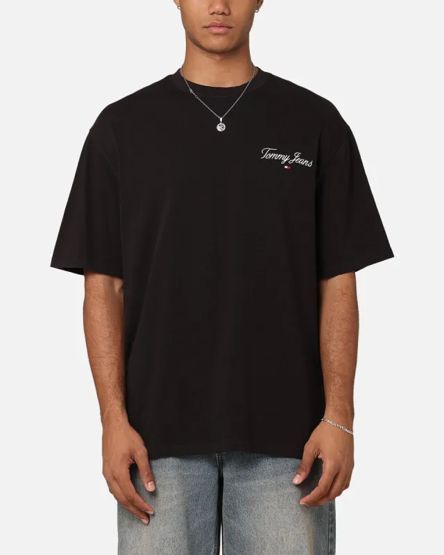 Tommy Jeans TJM OVZ Serif Linear T-Shirt Black sold by Culture Kings