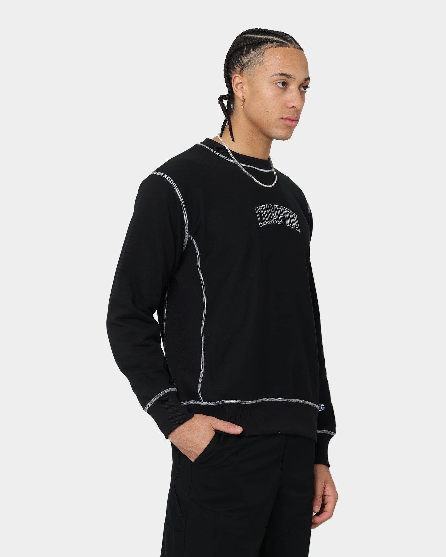 Champion Reverse Weave Contrast Stitch Crewneck Black sold by Culture Kings product image thumbnail 5