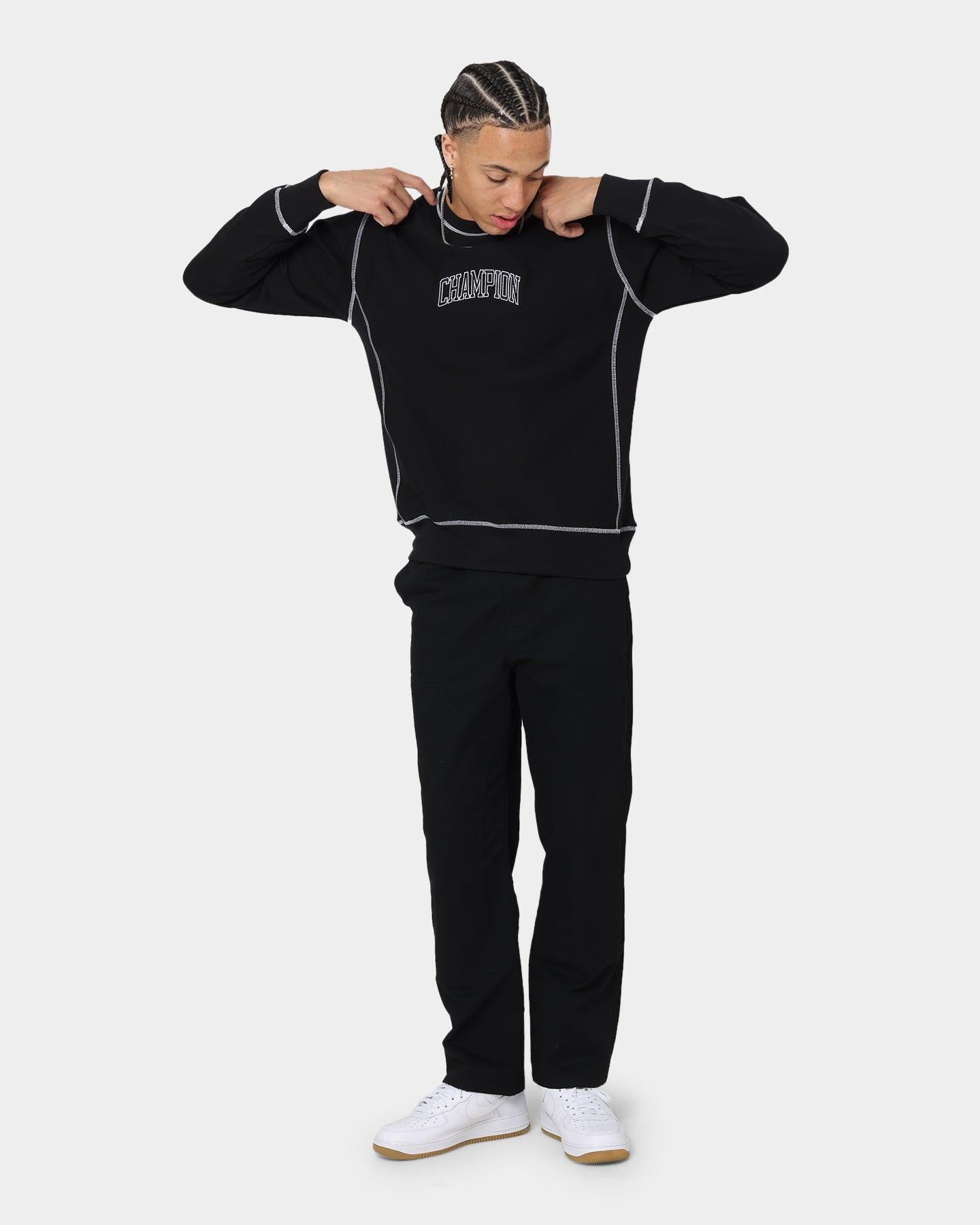 Champion Reverse Weave Contrast Stitch Crewneck Black sold by Culture Kings product image thumbnail 2