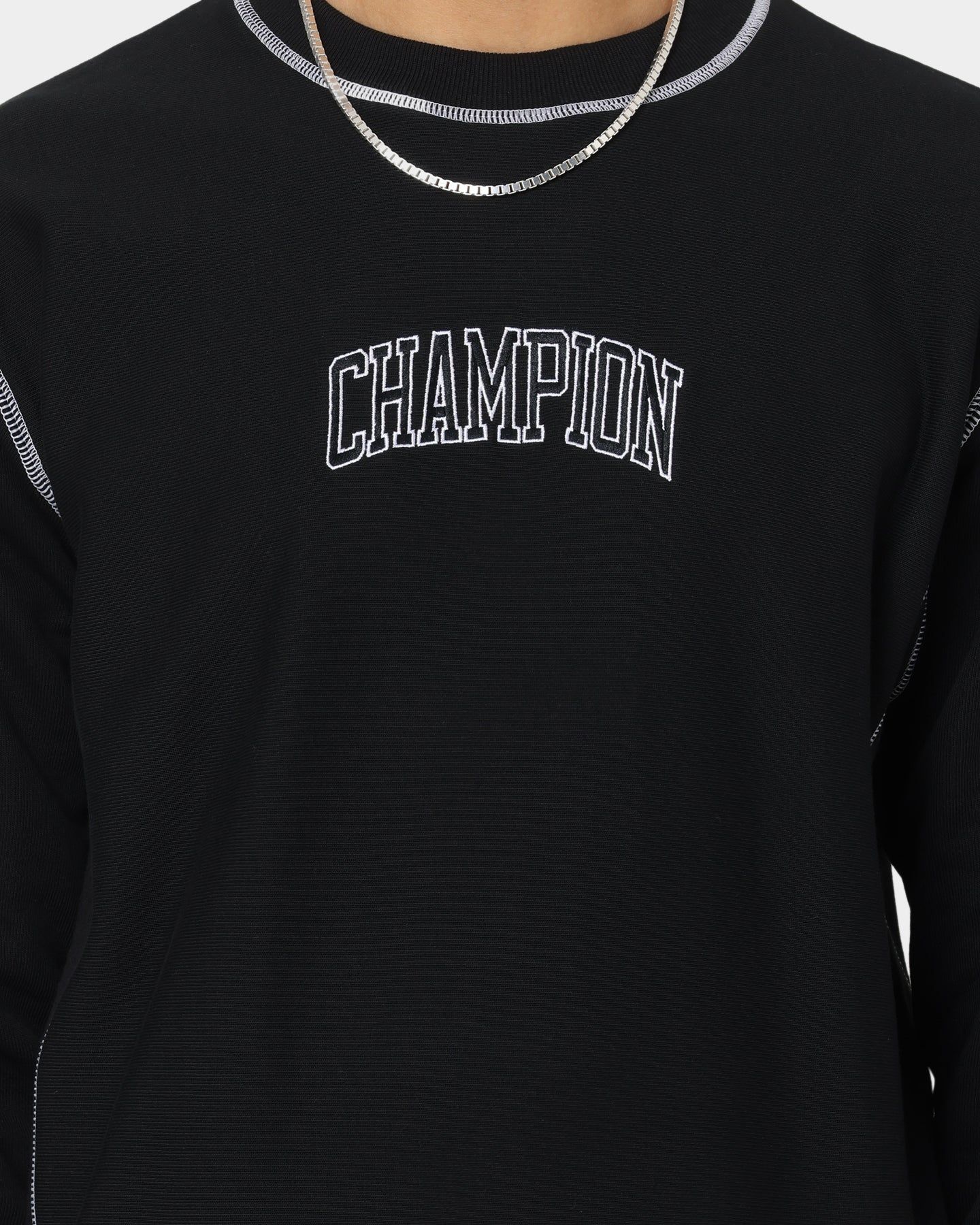 Champion Reverse Weave Contrast Stitch Crewneck Black sold by Culture Kings product image thumbnail 3