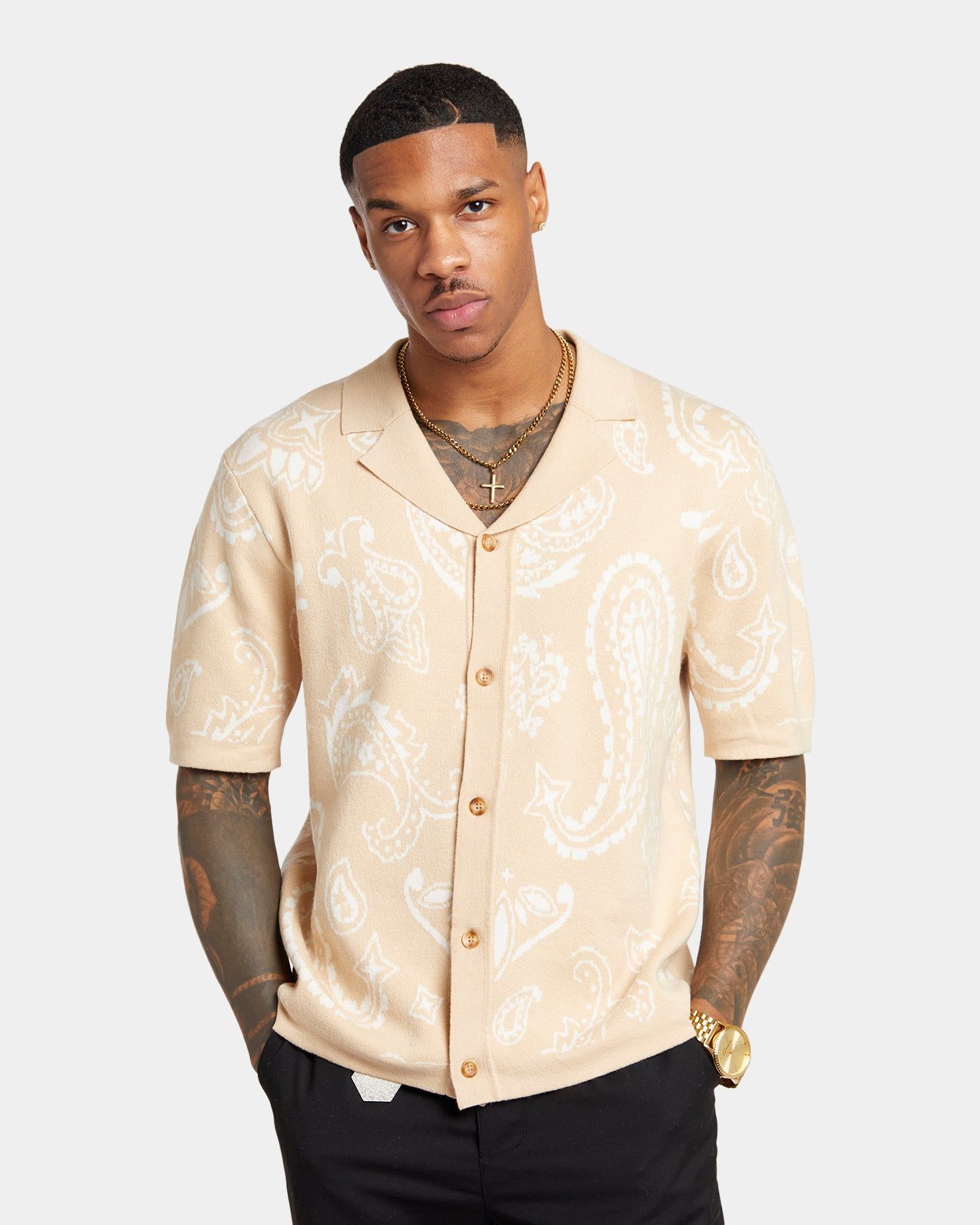 XXIII Ethan Paisley Button Up Shirt Cream sold by Culture Kings