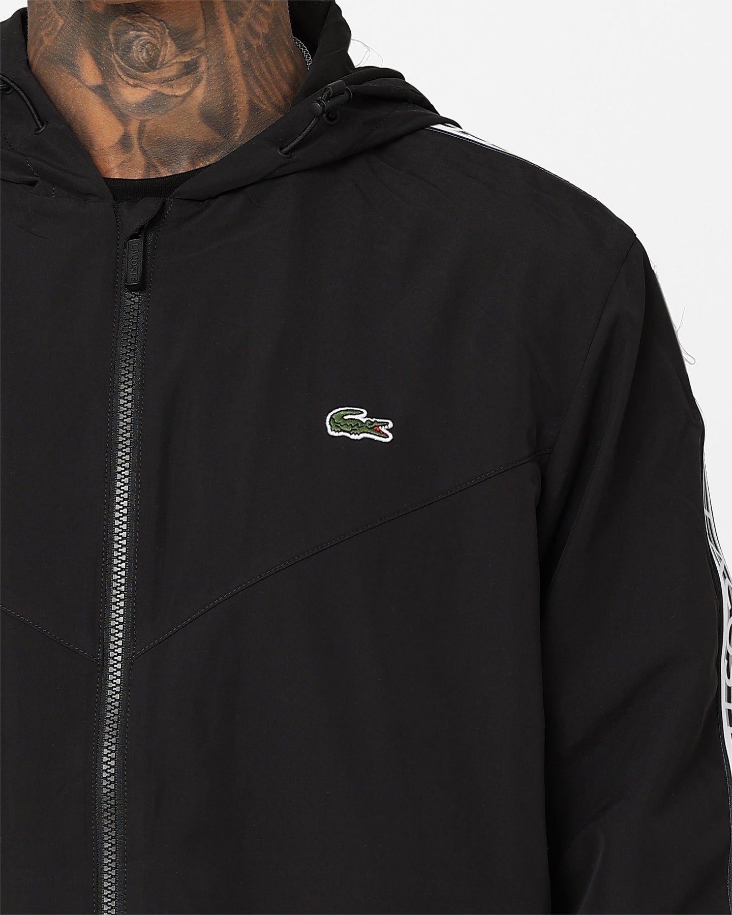 Lacoste Logo Tape Recycled Poly Windbreaker Jacket Black sold by Culture Kings product image thumbnail 3