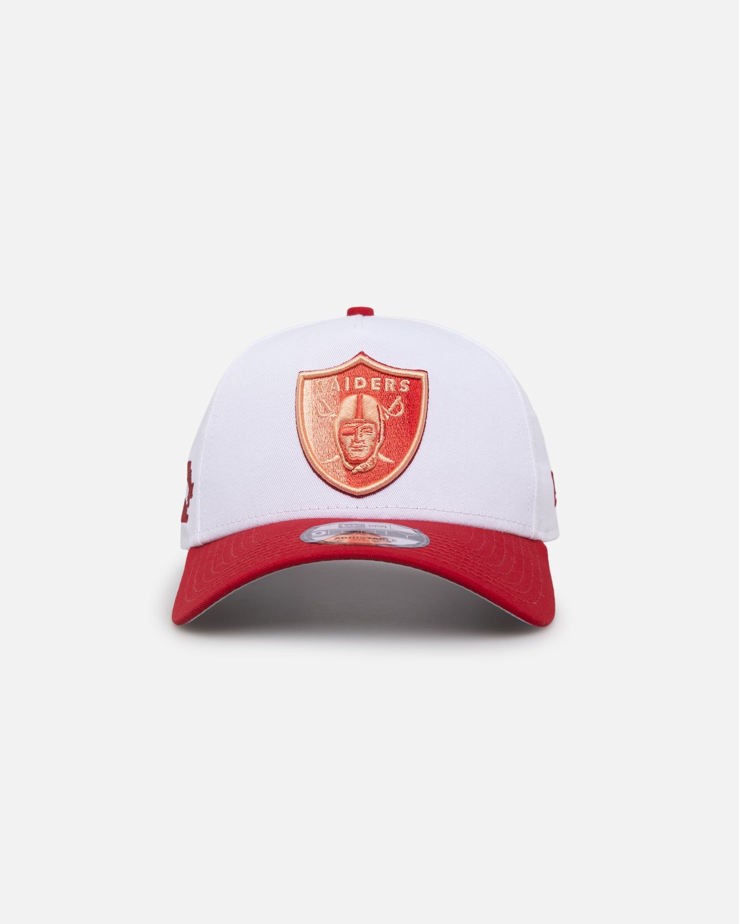 New Era Oakland Raiders Dodgers 'Satin Blaze' 9FORTY A-Frame Snapback White/Scarlet sold by Culture Kings