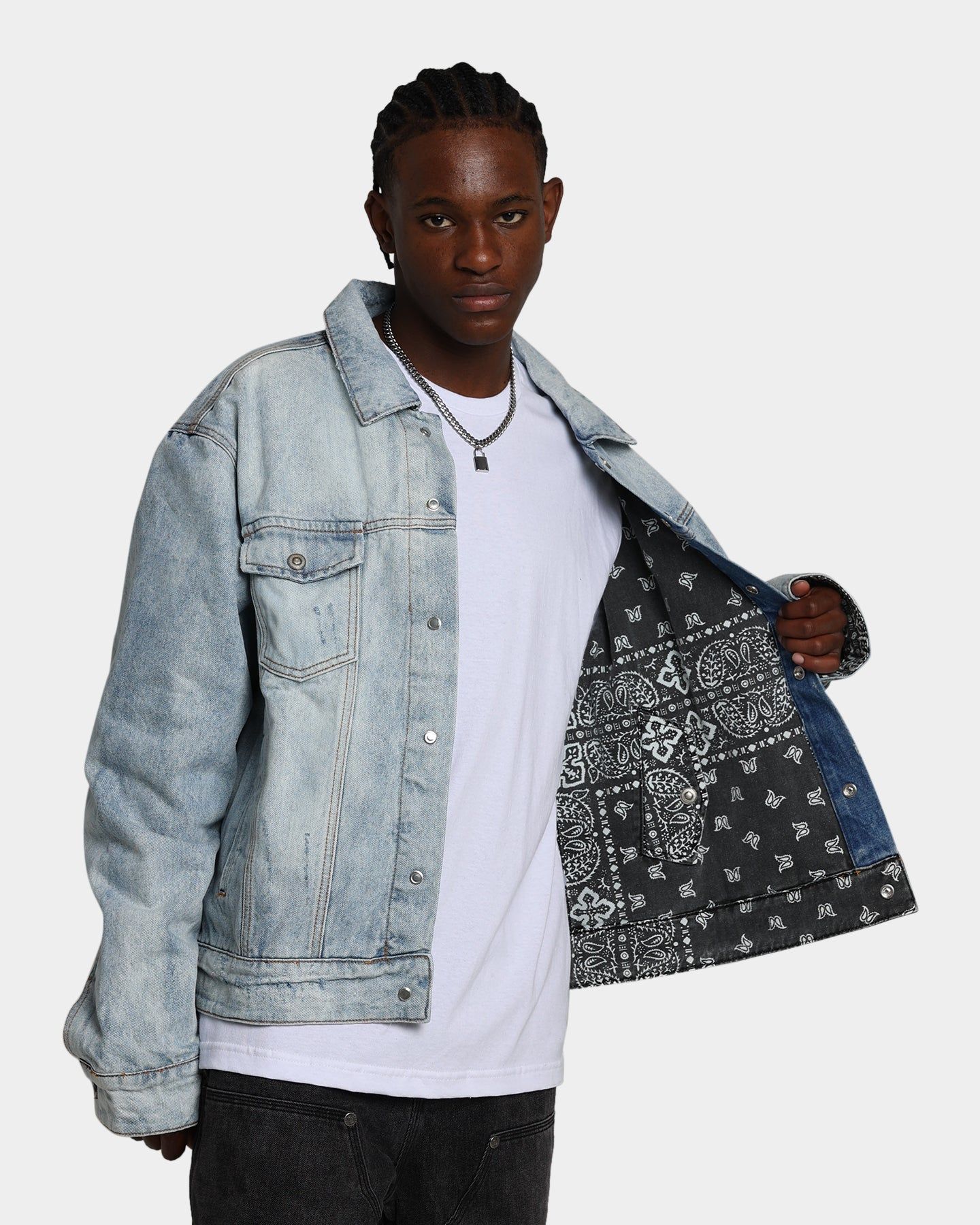 MNML Reversible Paisley Trucker Jacket Blue/Black sold by Culture Kings