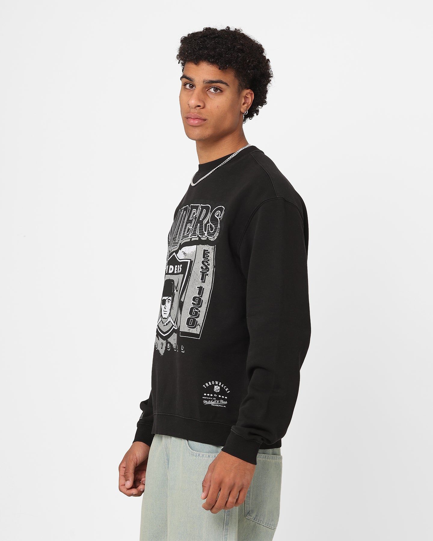 Mitchell & Ness Oakland Raiders Paintbrush Crewneck Faded Black sold by Culture Kings product image thumbnail 4
