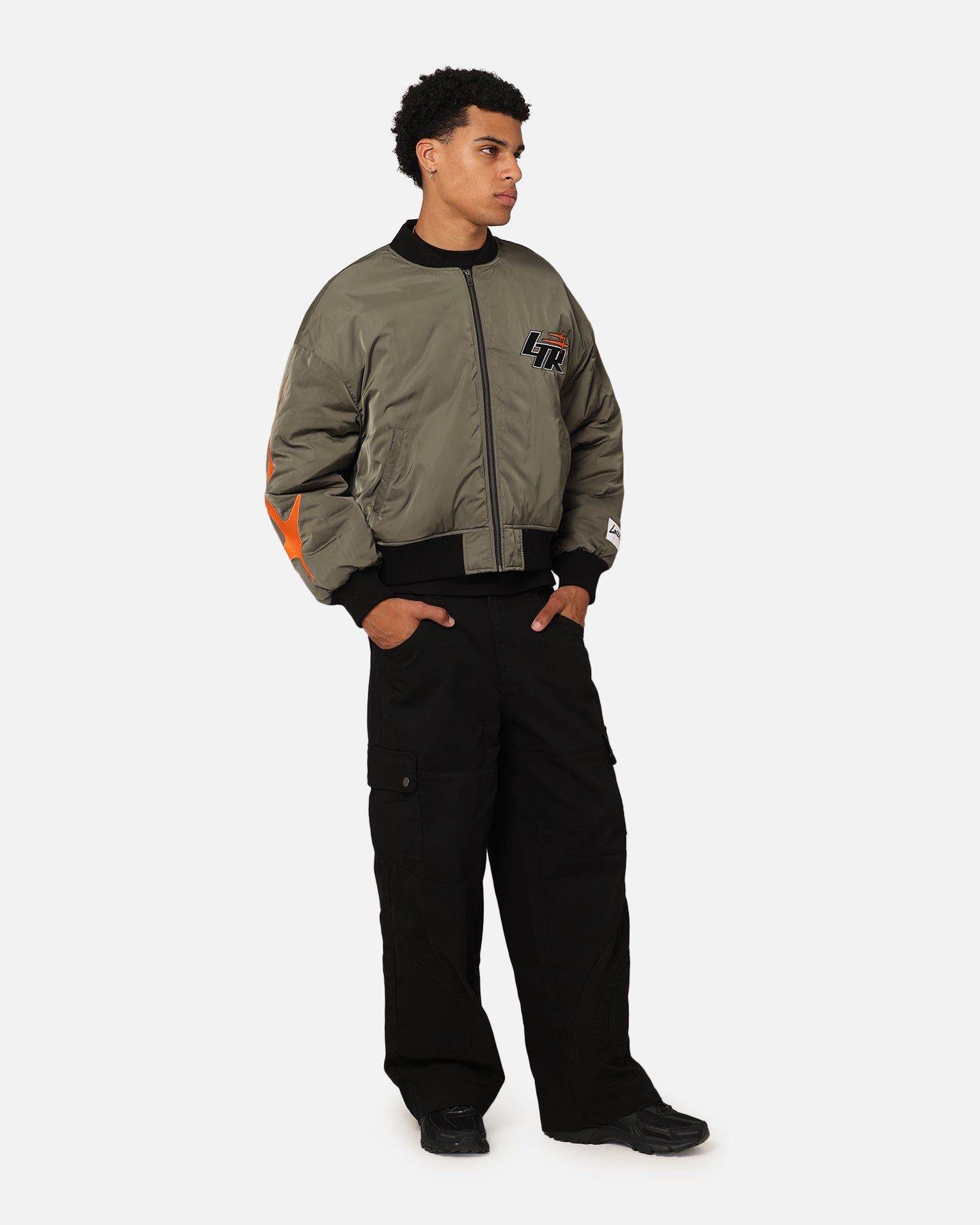 Loiter Shadow Cropped Bomber Jacket Khaki sold by Culture Kings product image thumbnail 4