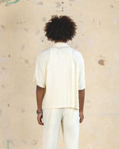 404 Harbour Plisse Button Up Shirt Ecru sold by Culture Kings