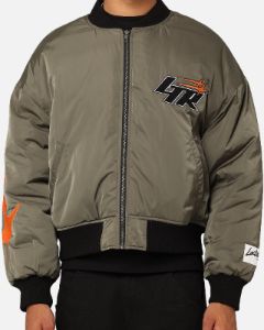 Loiter Shadow Cropped Bomber Jacket Khaki sold by Culture Kings