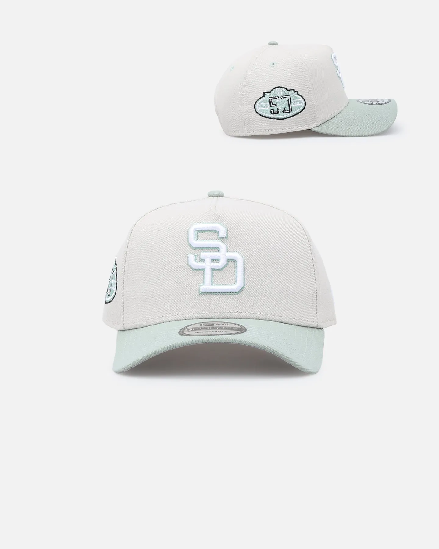 New Era San Diego Padres 'Sea Glass' 9FORTY A-Frame Snapback Stone/Green sold by Culture Kings