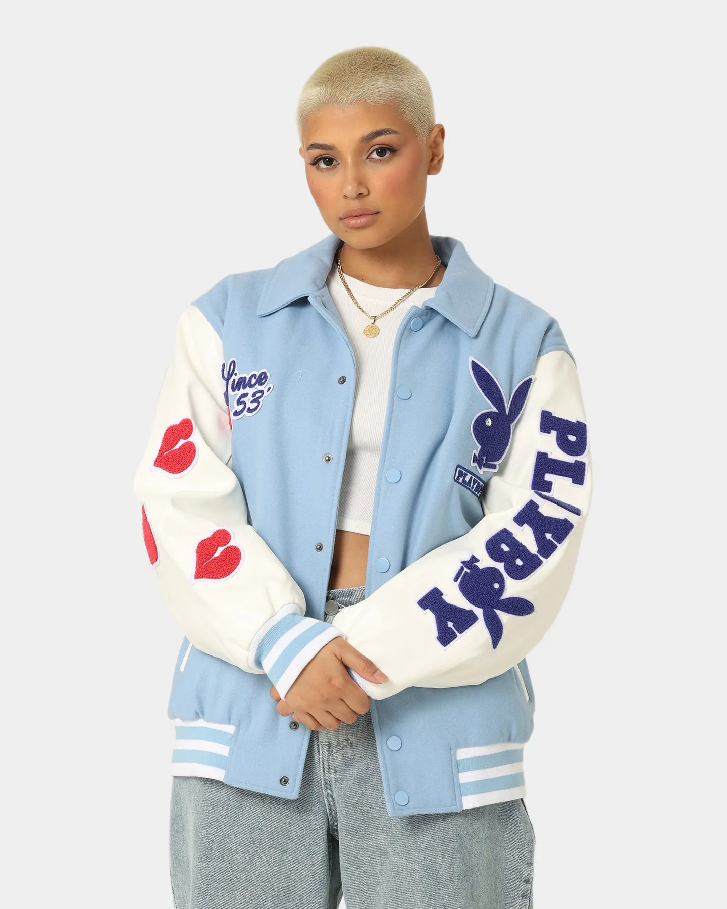 Playboy By CK Team Varsity Jacket Blue/Off White sold by Culture Kings product image thumbnail 4