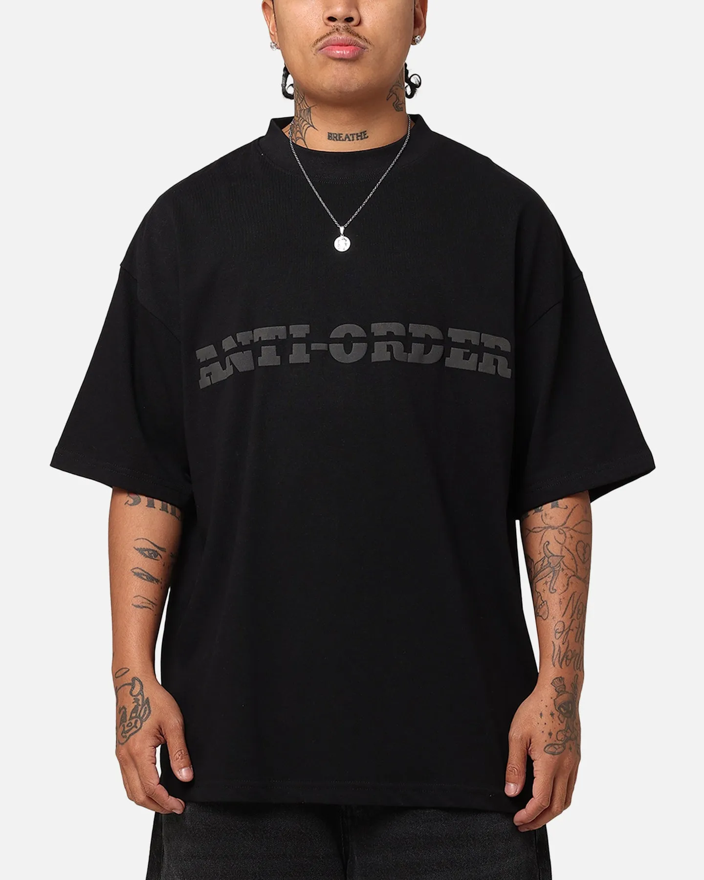 The Anti Order Brail Mock Neck T-Shirt Off Black/Black sold by Culture Kings