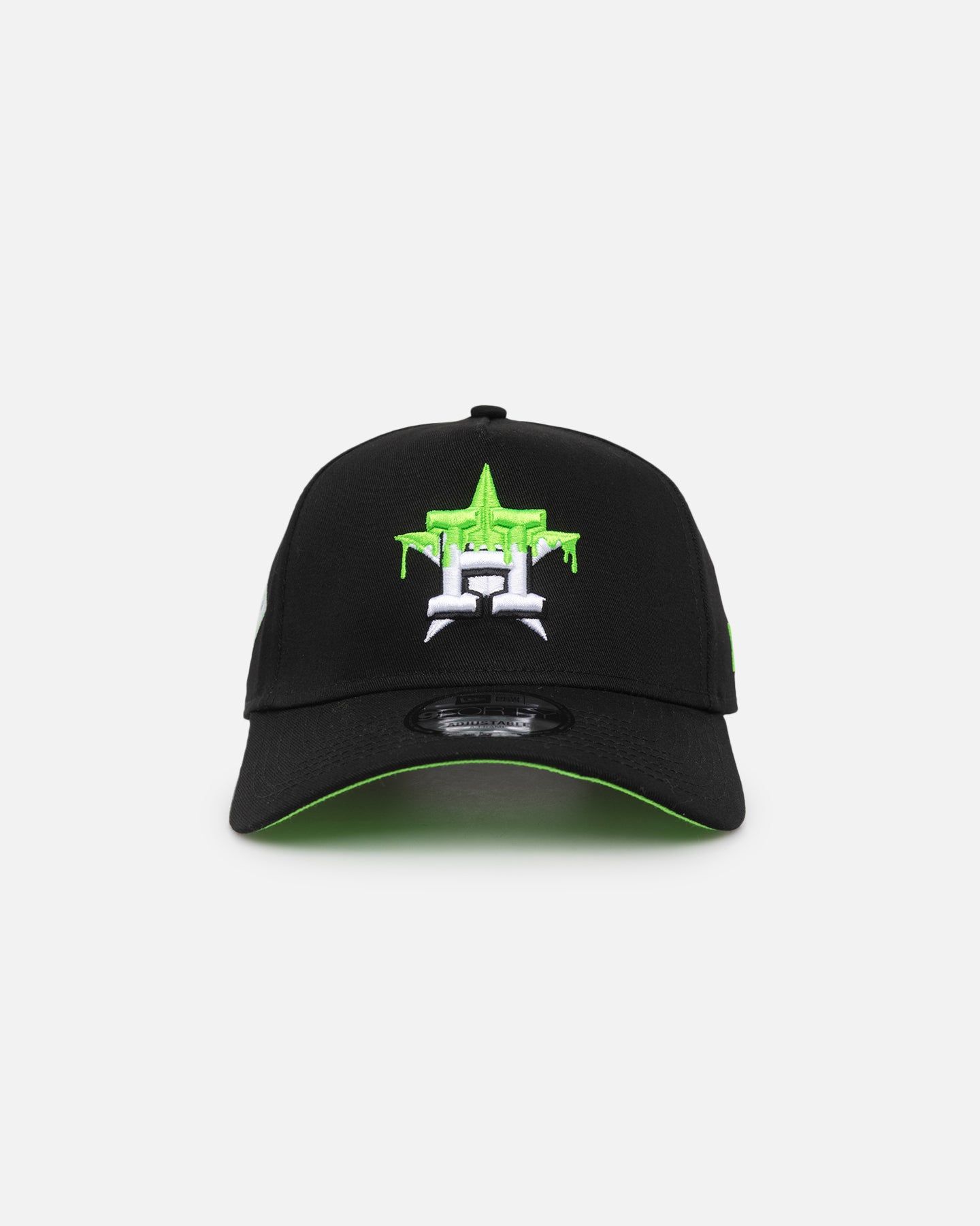 New Era Houston Astros "Drip Logo" 9FORTY A-Frame Snapback Black/White/Green sold by Culture Kings
