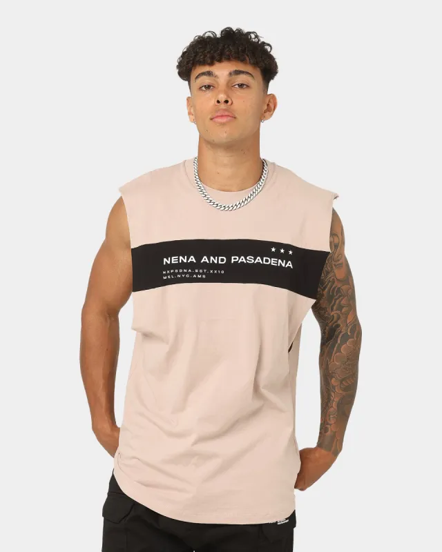 Nena and Pasadena Overthrown Scoop Back Muscle T-shirt Pigment Mushroom sold by Culture Kings