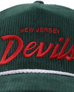 47 Brand New Jersey Devils 'NHL Corduroy Team Script' Corduroy Crossrope '47 Hitch Snapback Dark Green sold by Culture Kings