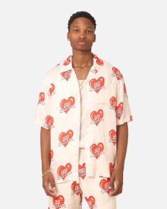 99 Cabana Roaming Hearts Short Sleeve Button Up Shirt Off White/Red sold by Culture Kings