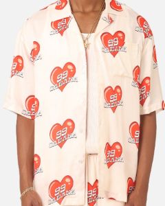 99 Cabana Roaming Hearts Short Sleeve Button Up Shirt Off White/Red sold by Culture Kings
