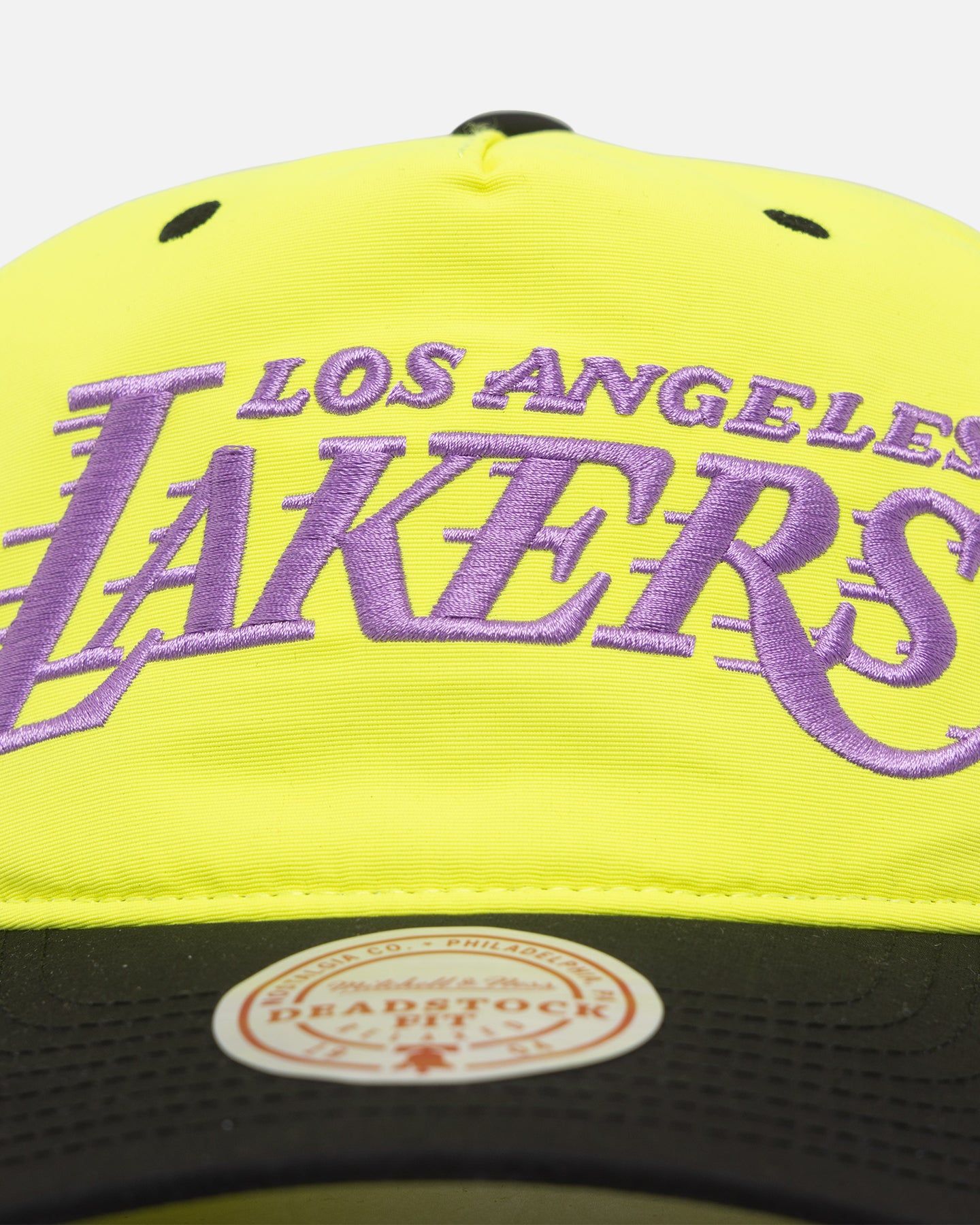 Mitchell & Ness Los Angeles Lakers Nylon Deadstock 2-Tone Snapback Neon Yellow/Black sold by Culture Kings product image thumbnail 5