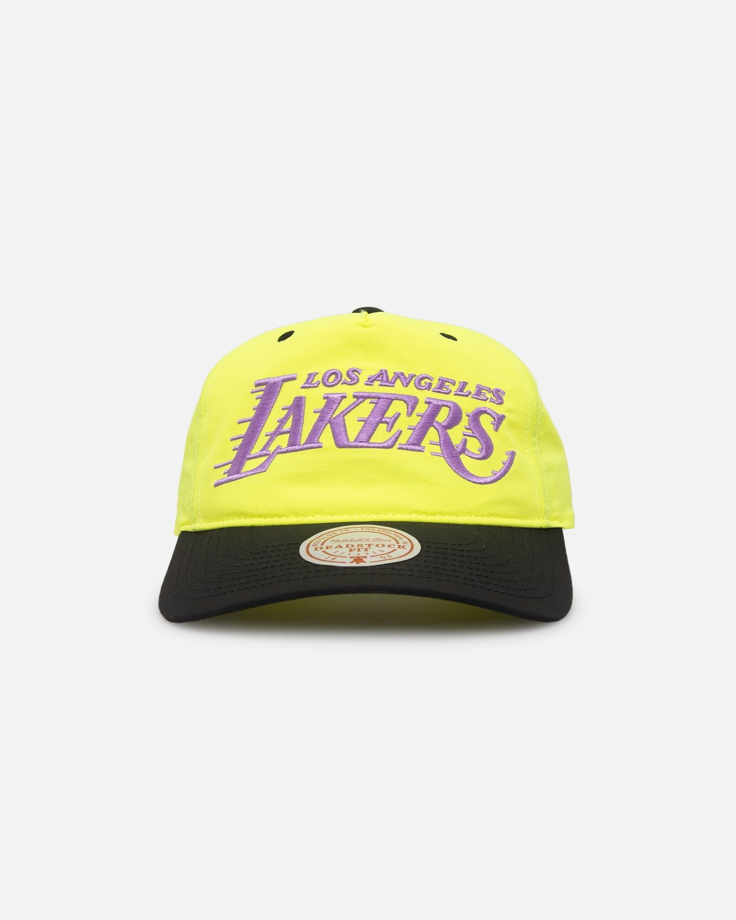 Mitchell & Ness Los Angeles Lakers Nylon Deadstock 2-Tone Snapback Neon Yellow/Black sold by Culture Kings