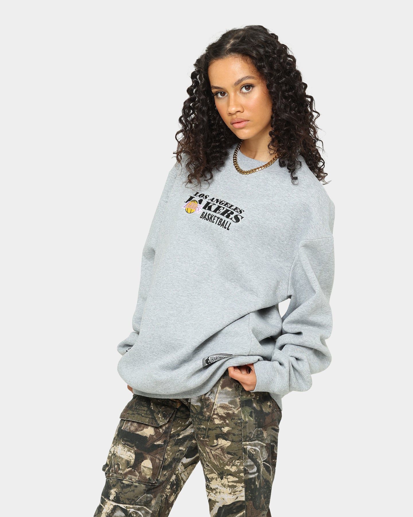 Mitchell & Ness Los Angeles Lakers Vintage Line Up Crewneck Grey Marle sold by Culture Kings