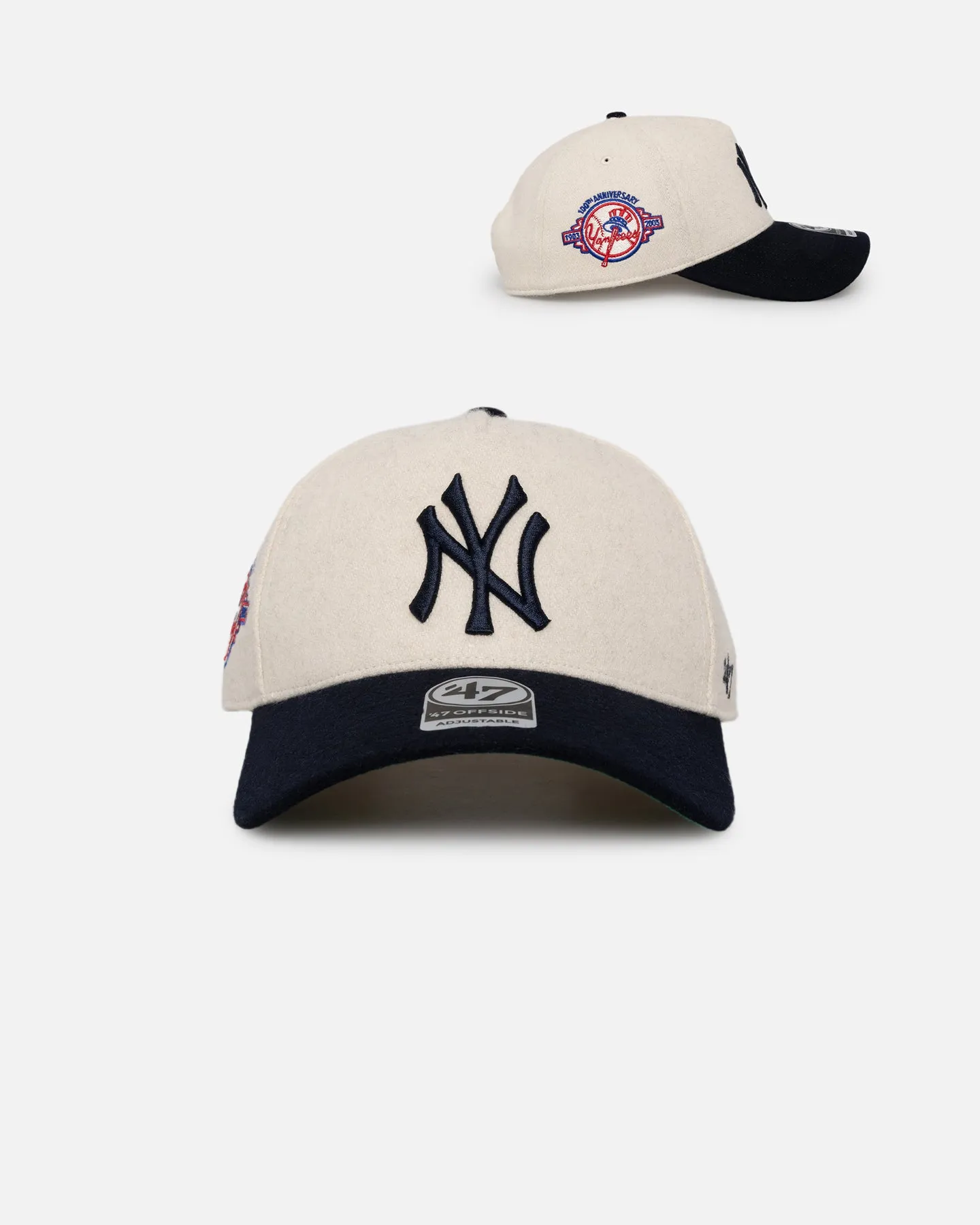 47 Brand New York Yankees 'Wooly Offside DT' Sure Shot Snapback Natural/Navy sold by Culture Kings