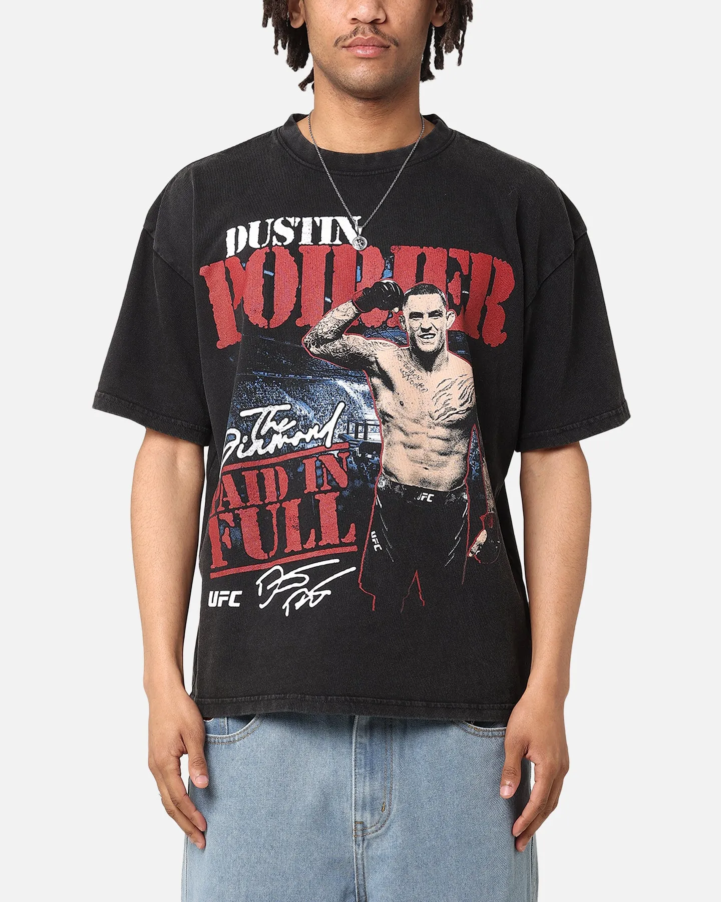 UFC By Culture Kings Dustin Poirier Paid In Full Vintage T-Shirt Black Acidwash sold by Culture Kings