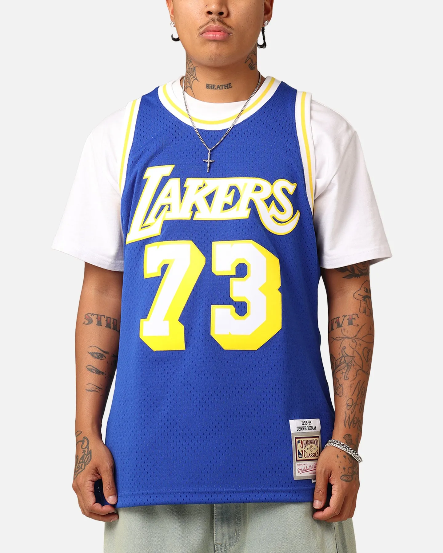 Mitchell & Ness Los Angeles Lakers Dennis Rodman '98-99 College Twist Swing Jersey Blue/Yellow sold by Culture Kings