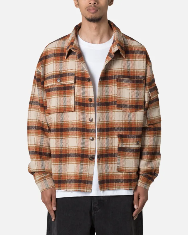 MNML Asymetrical Pocket Flannel Shirt Brown sold by Culture Kings