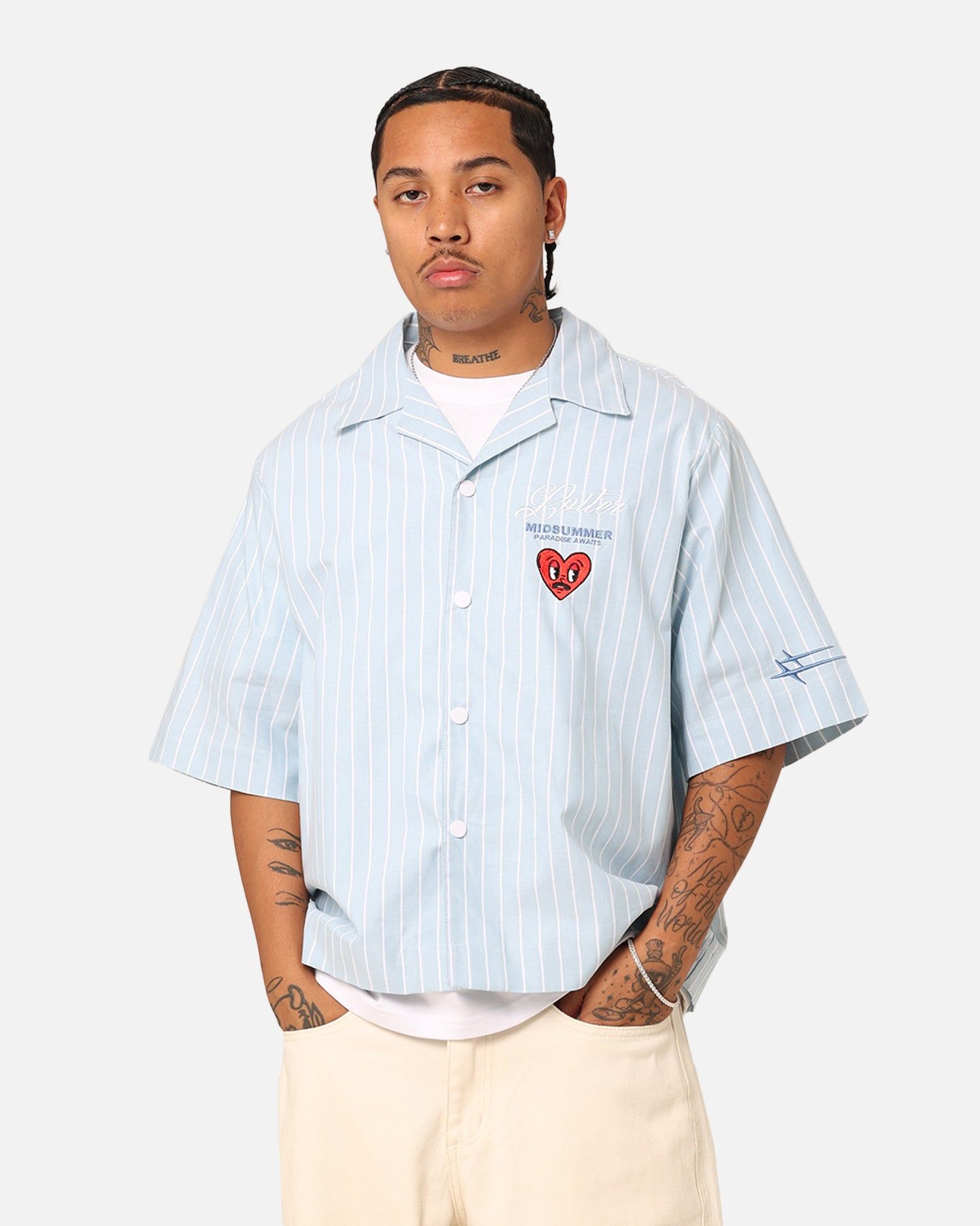 Loiter Studio Cropped Button Up Shirt Light Blue sold by Culture Kings