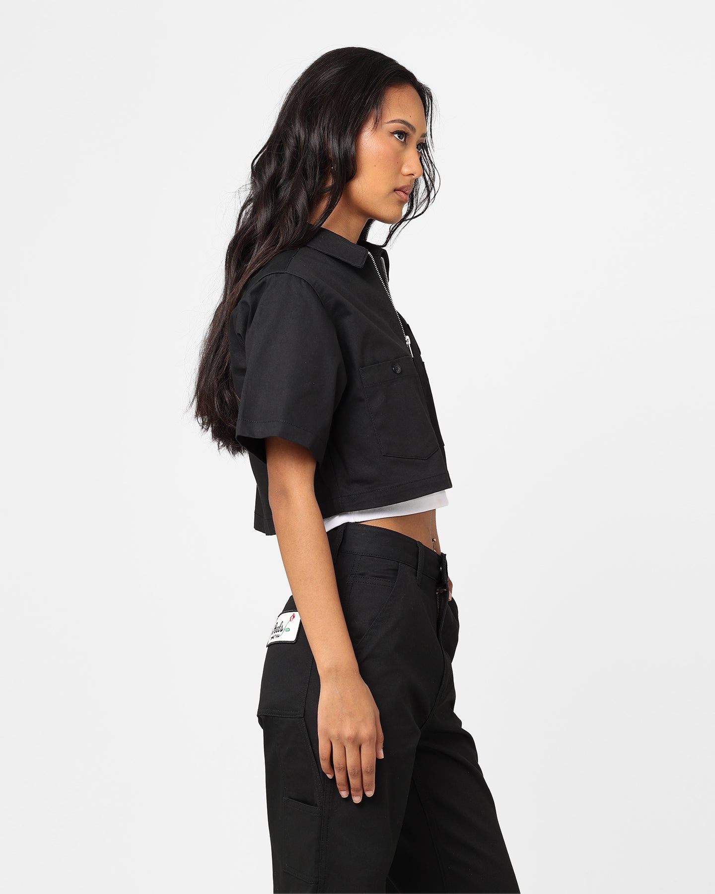 X-Girl Women's Peels Zip Up Cropped T-Shirt Black sold by Culture Kings product image thumbnail 5