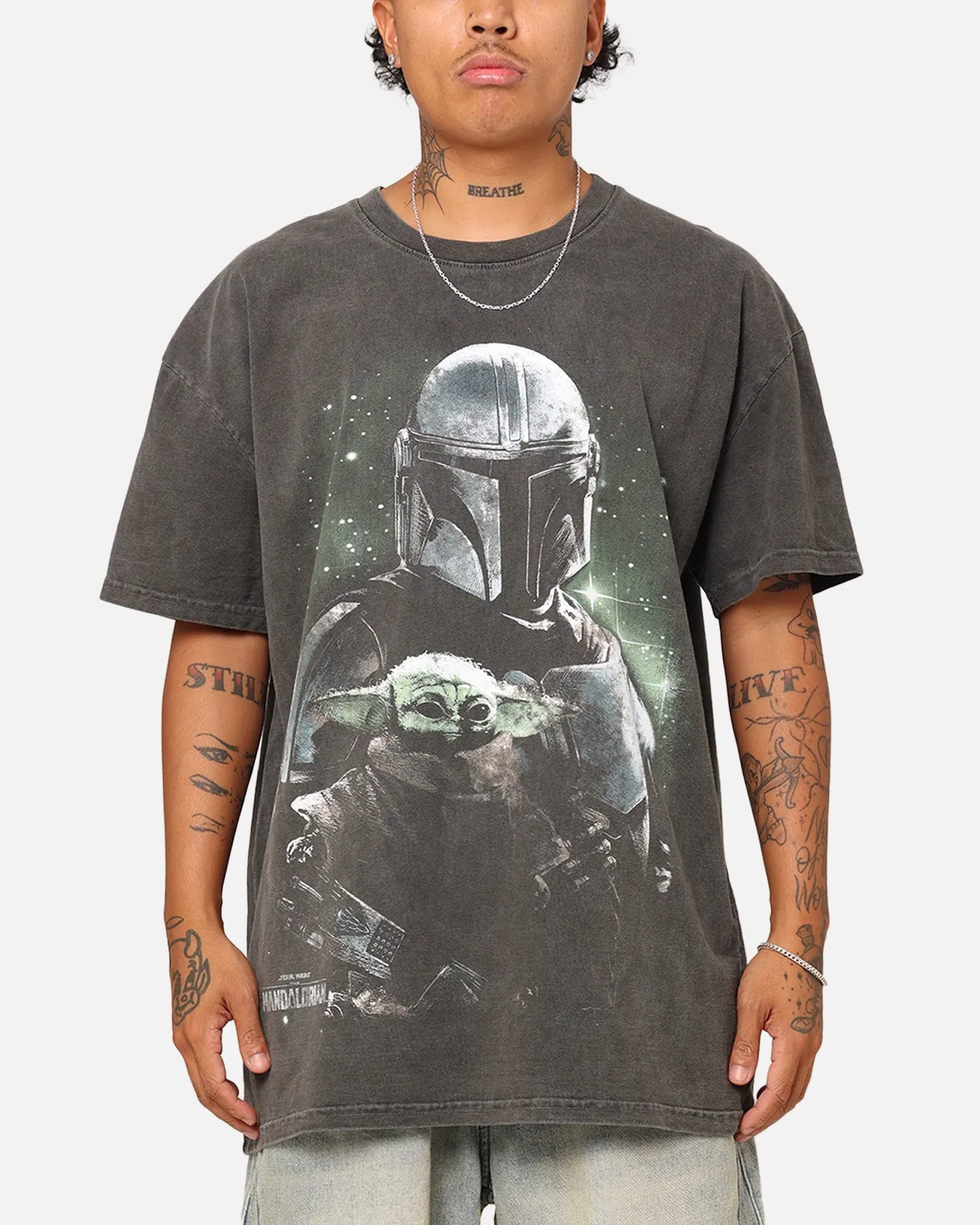 Star Wars The Mandalorian Heavyweight T-Shirt Black Wash sold by Culture Kings