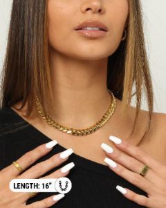 Raising Hell Women's 10mm 16" Cuban Choker Chain 18K Gold Vermeil sold by Culture Kings
