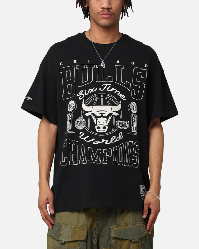 Mitchell & Ness Chicago Bulls 6 Time World Champions T-Shirt Faded Black sold by Culture Kings