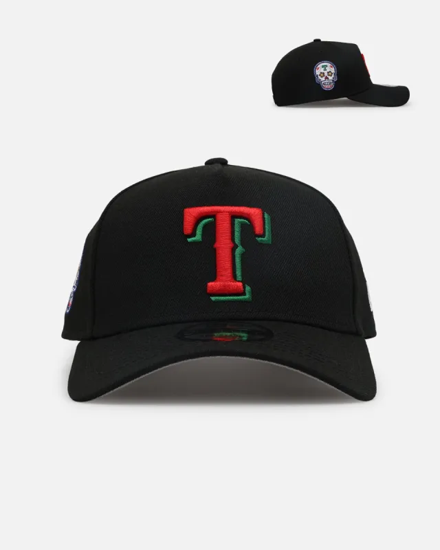 New Era Texas Rangers 'Sugar Skull Side Patch' 9FORTY A-Frame Snapback Black/Red/Green sold by Culture Kings
