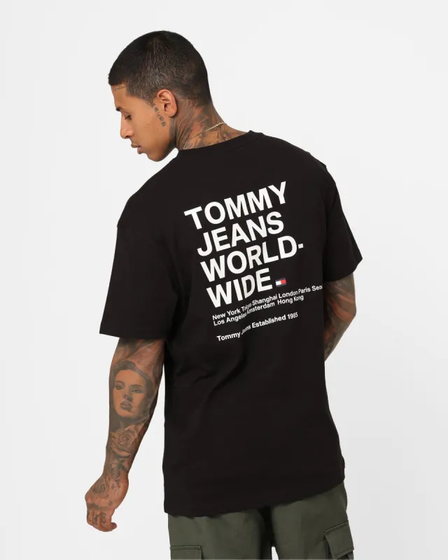Tommy Jeans Worldwide Text T-Shirt Black sold by Culture Kings