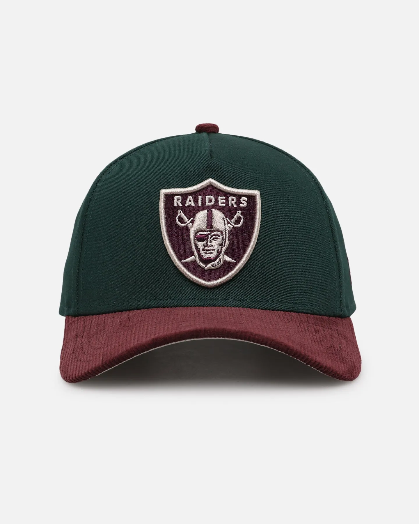 New Era Las Vegas Raiders 'Rhubarb Cord' 9FORTY A-Frame Snapback Dark Green sold by Culture Kings