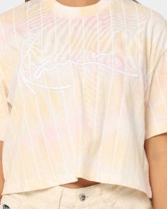 Karl Kani Women's Signature Tie Dye Pinstripe Cropped T-Shirt Light Orange sold by Culture Kings