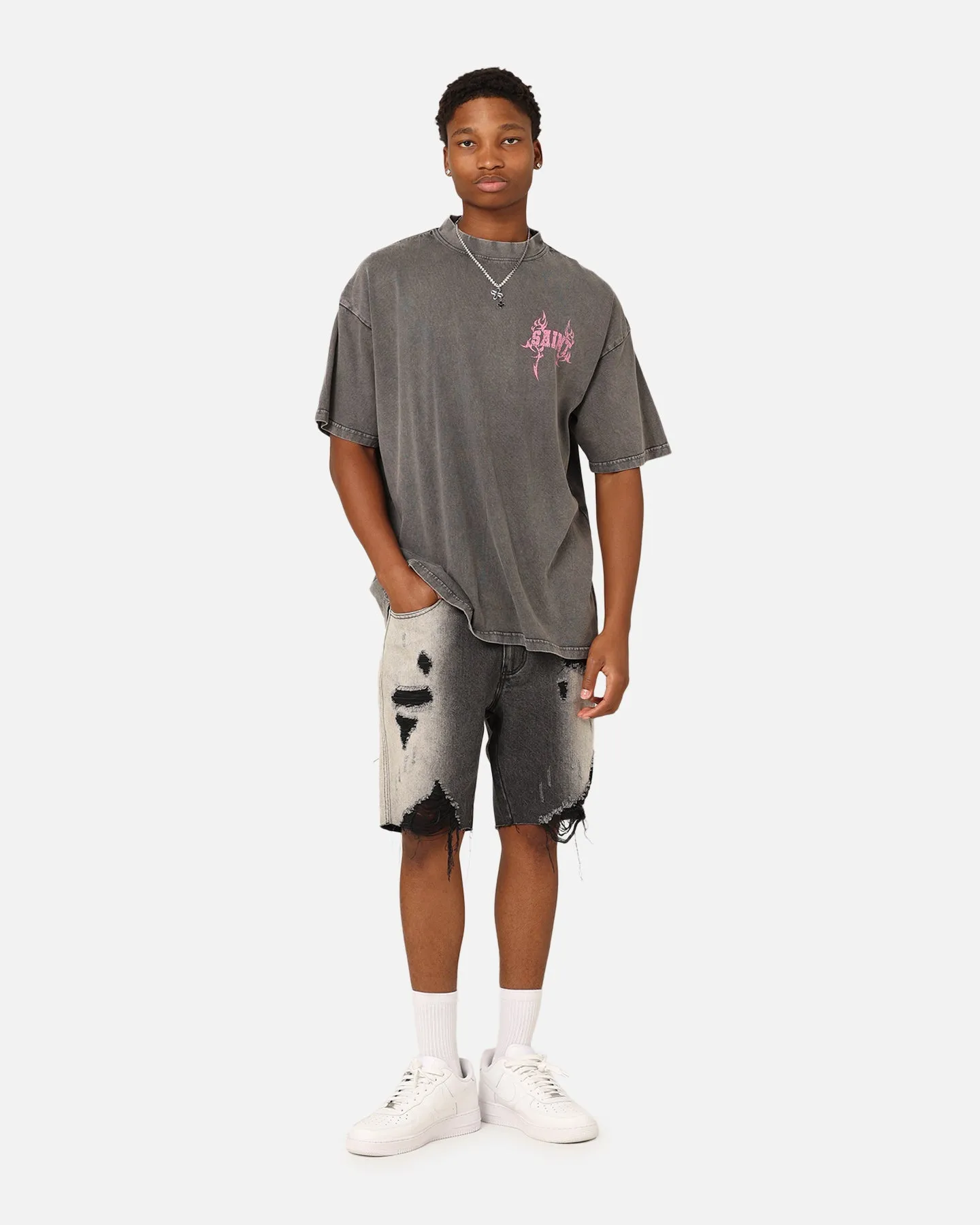 Saint Morta Wraith Crucifix T-Shirt Washed Charcoal sold by Culture Kings product image thumbnail 4