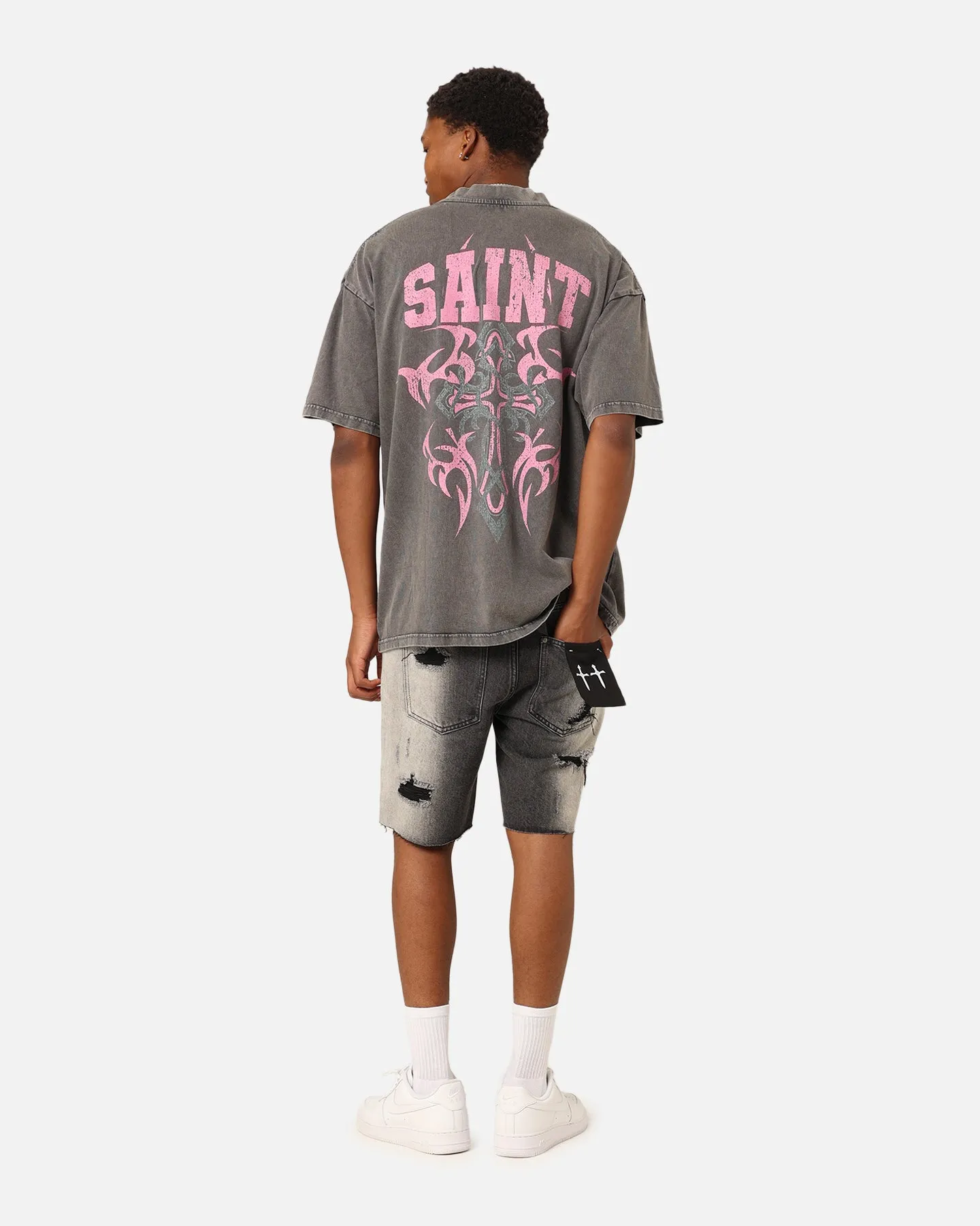 Saint Morta Wraith Crucifix T-Shirt Washed Charcoal sold by Culture Kings product image thumbnail 3