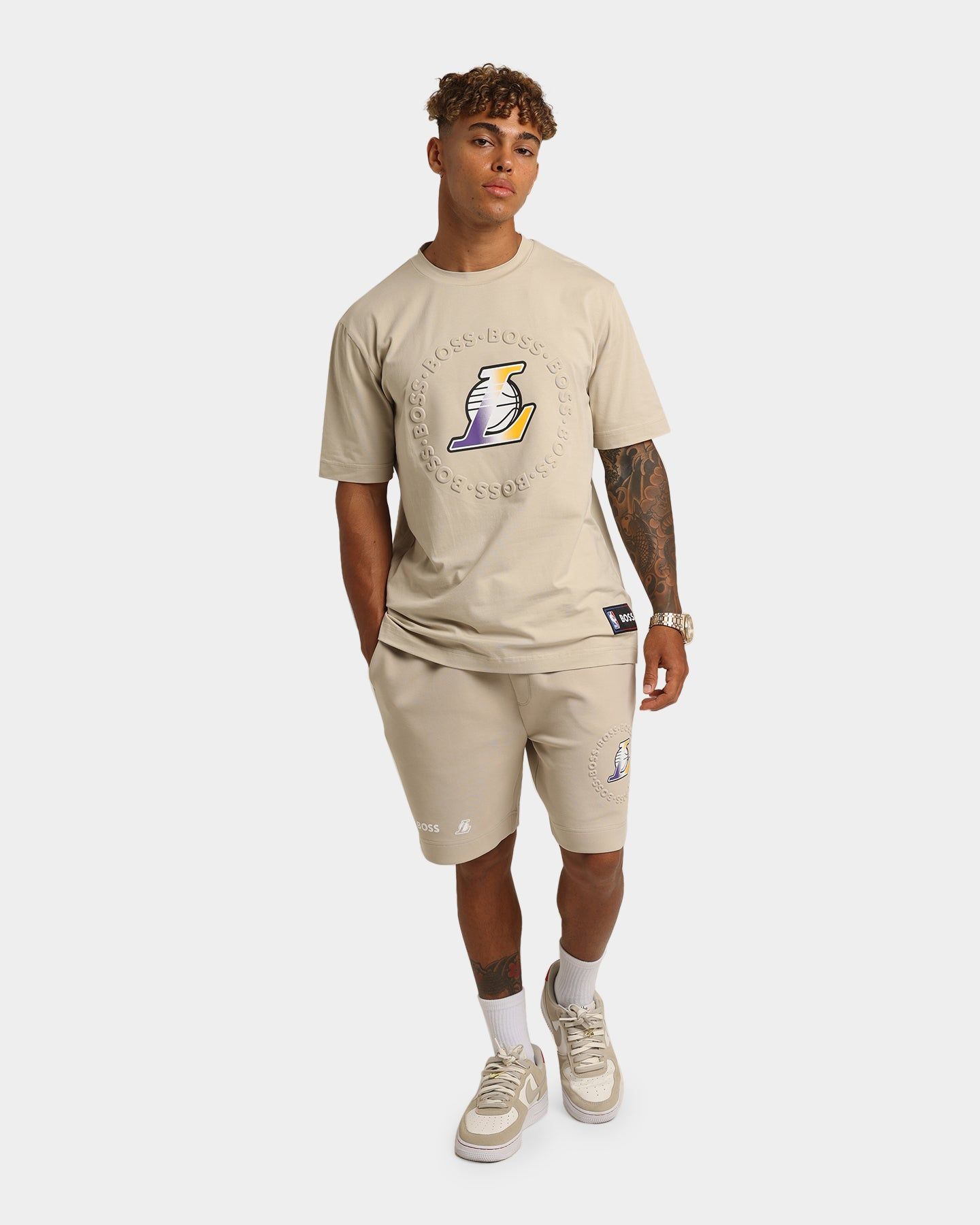 Hugo Boss X NBA Basic Los Angeles Lakers Short Sleeve T-Shirt Light Beige sold by Culture Kings product image thumbnail 2