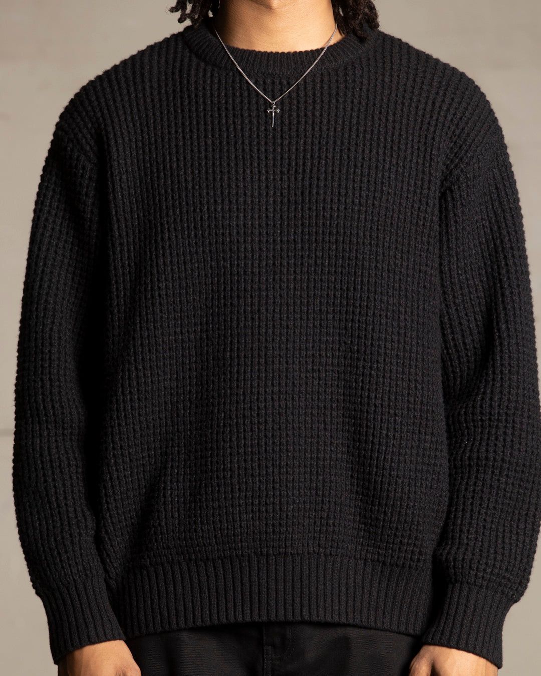 Saint Morta Oversized Waffle Crewneck Black sold by Culture Kings product image thumbnail 3