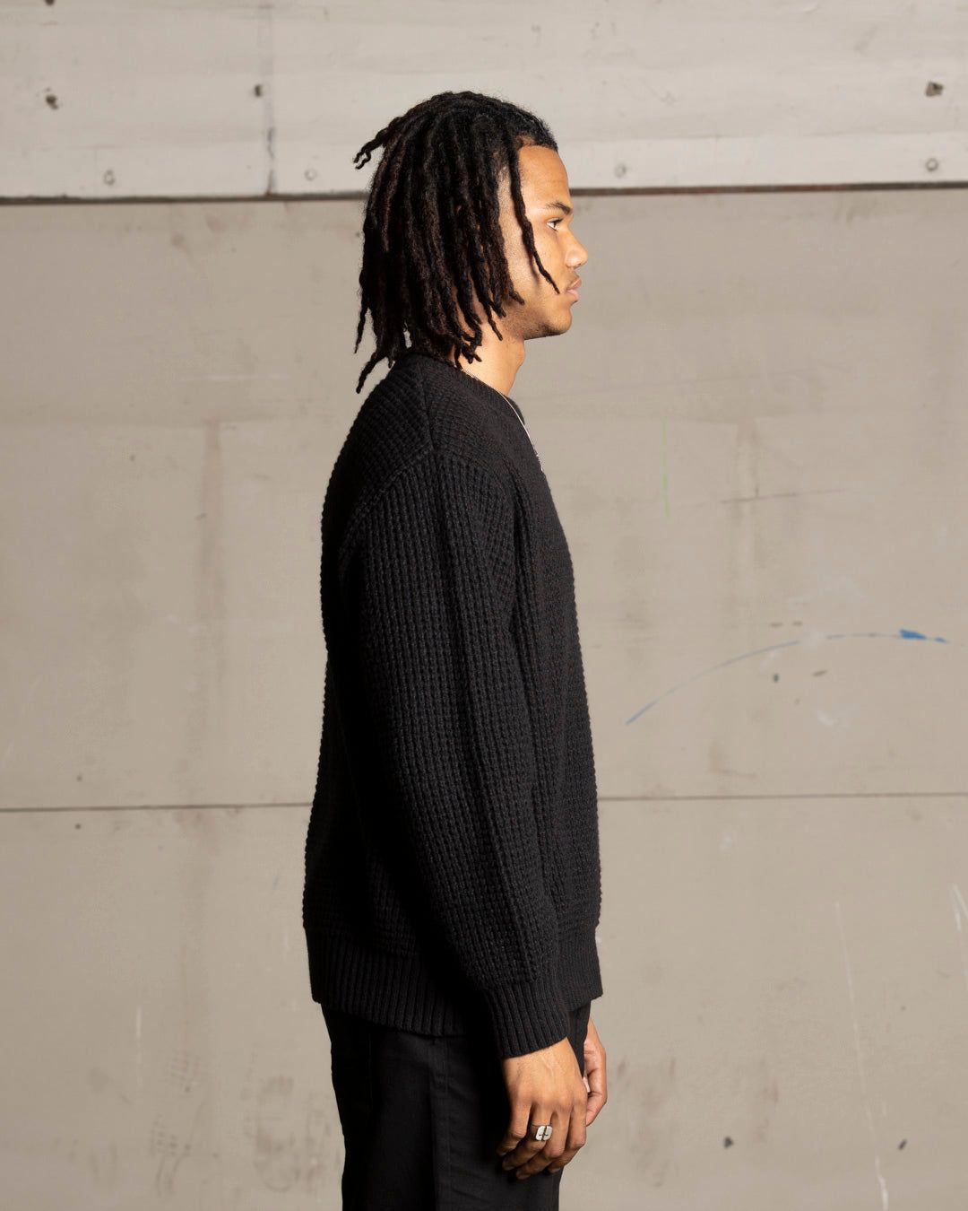 Saint Morta Oversized Waffle Crewneck Black sold by Culture Kings product image thumbnail 5