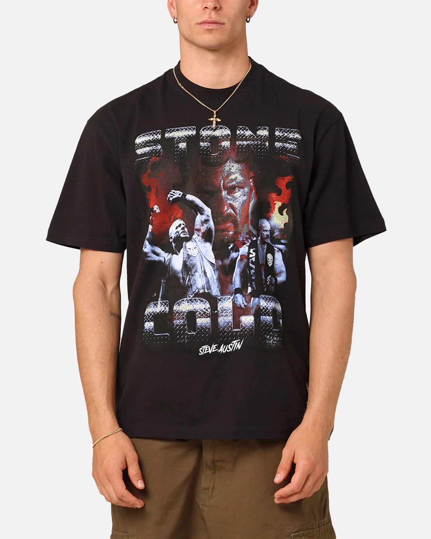 Mitchell & Ness X WWE Stone Cold Steve Austin Stone Cold T-Shirt Overdyed Black sold by Culture Kings