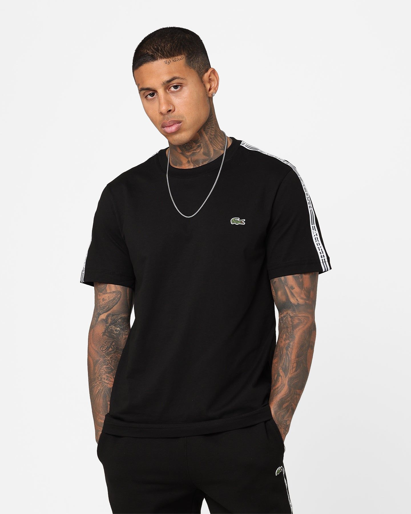 Lacoste Logo Tape Jersey T-Shirt Black sold by Culture Kings