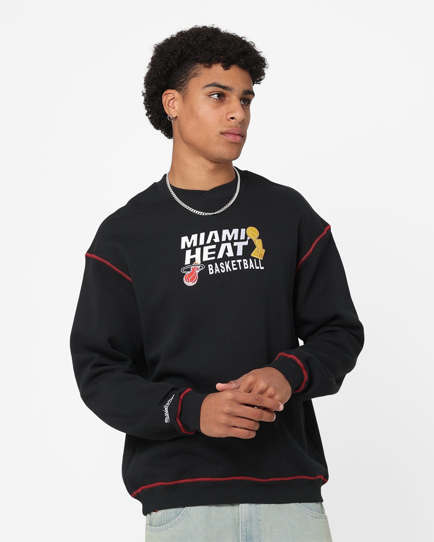 Mitchell & Ness Miami Heat Basketball Crewneck Black sold by Culture Kings