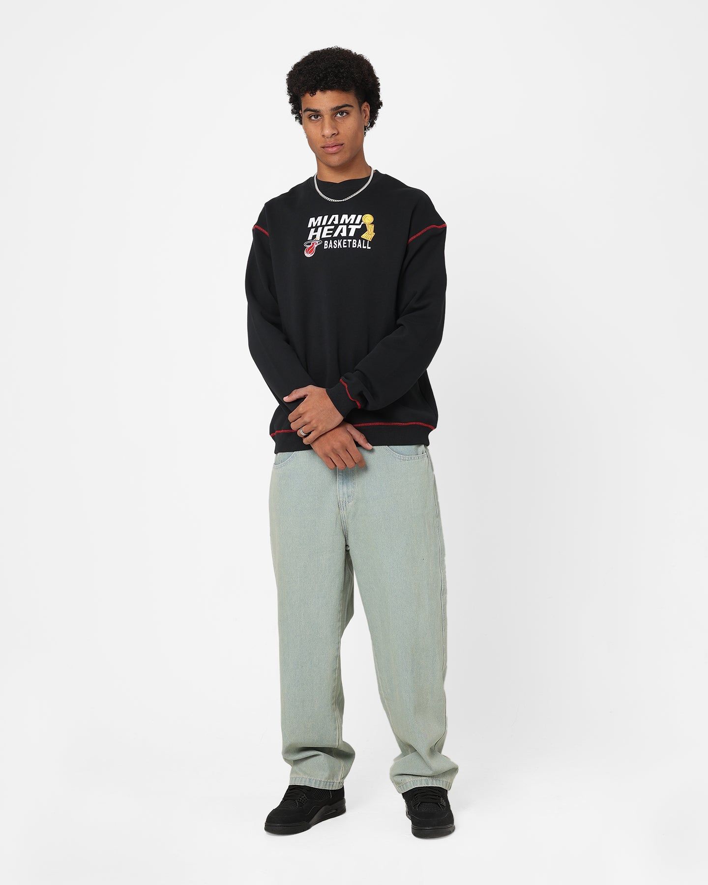 Mitchell & Ness Miami Heat Basketball Crewneck Black sold by Culture Kings product image thumbnail 2