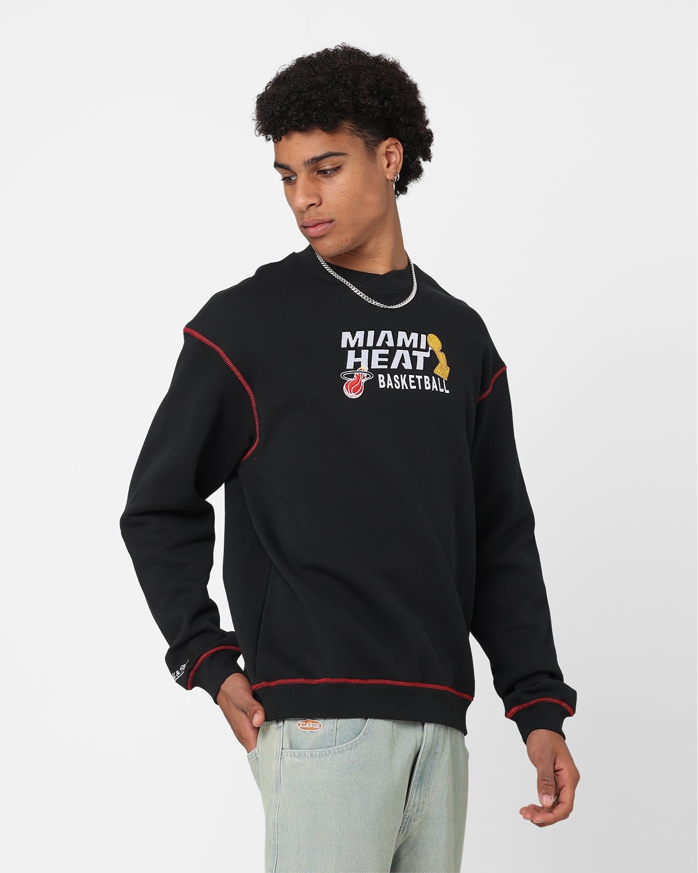 Mitchell & Ness Miami Heat Basketball Crewneck Black sold by Culture Kings product image thumbnail 5
