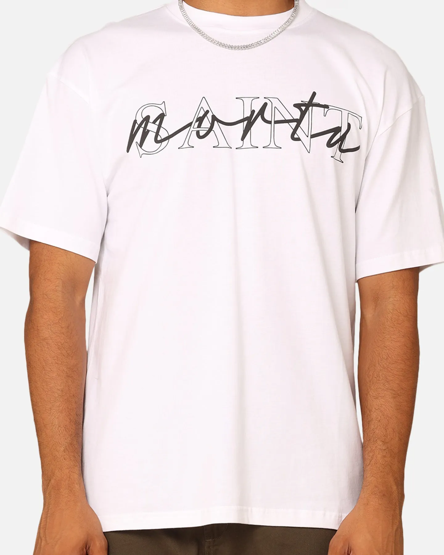 Saint Morta Interlock Drop Shoulder T-Shirt White sold by Culture Kings product image thumbnail 3