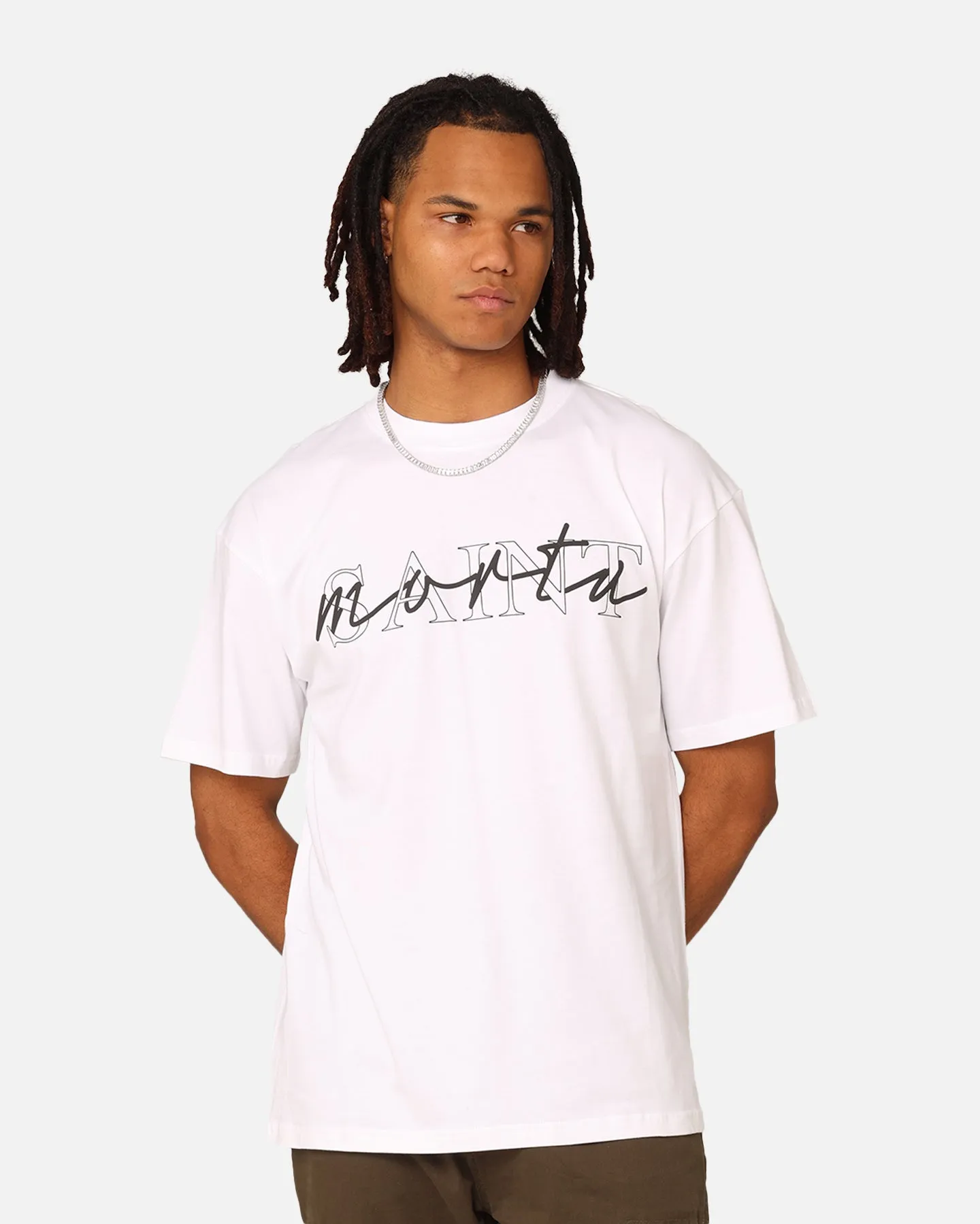 Saint Morta Interlock Drop Shoulder T-Shirt White sold by Culture Kings