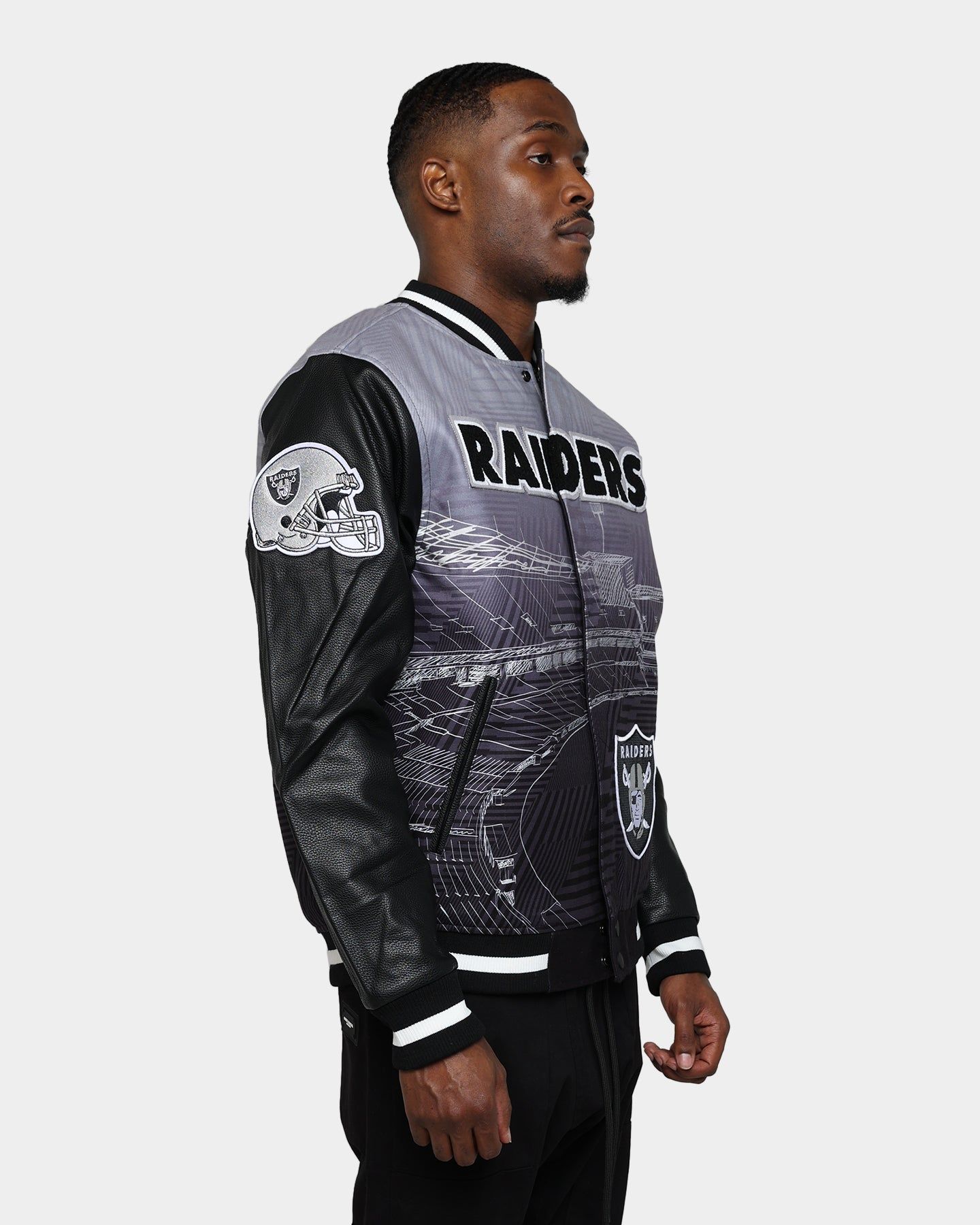 Pro Standard Las Vegas Raiders Remix Varsity Jacket Black sold by Culture Kings product image thumbnail 6