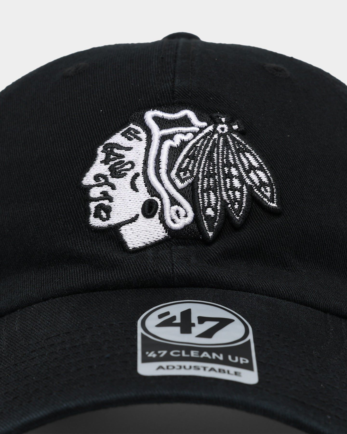 47 Brand Chicago Blackhawks 47 Clean Up Strapback Black/White sold by Culture Kings product image thumbnail 5